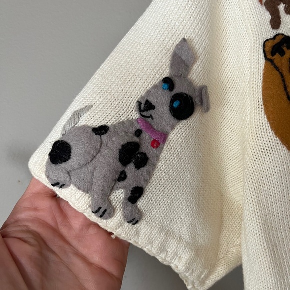 Vintage Michael Simon Dog Cardigan Sweater M Novelty Appliqué Grandmacore - Picture 5 of 12